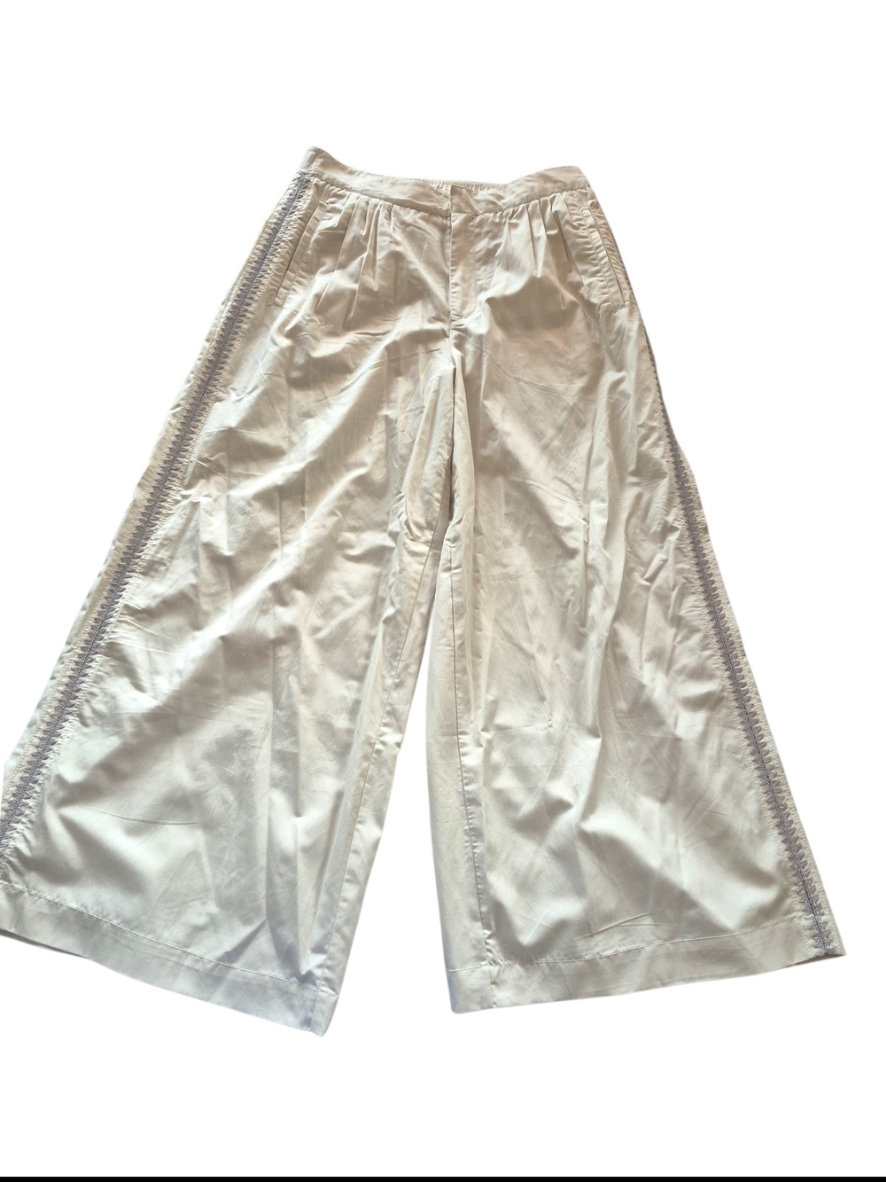 Anthropologie Pleated Embroidered Trousers Sz M - Picture 4 of 9